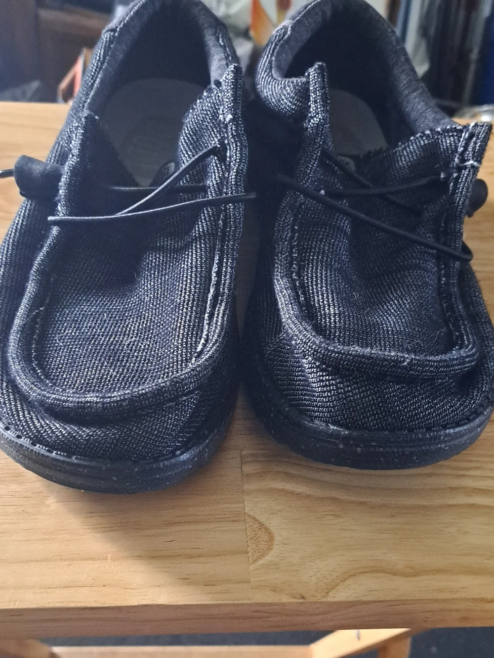 Hey Dude Mens Black Woven Slip-Ons